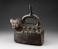 Stirrup-Spout Vessel Depicting a Puma with Suckling Cubs by Chimú