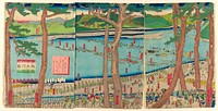 Procession of Minamoto no Yoritomo across the Oi River (Minamoto Yoritomo ko Oikawa gyoretsu zu) by Utagawa Sadahide