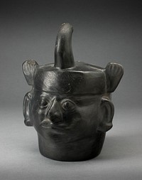 Portrait Vessel in the Form of a Ruler Wearing a Feline Headdress by Moche