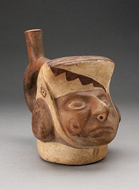 Portrait Vessel of a Figure with a Squared Headdress by Moche