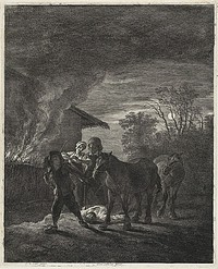 The Robbery of Horses, A Moonlight Scene by Cornelis Visscher