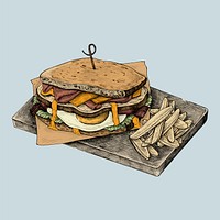 Club sandwich drawing, food illustration