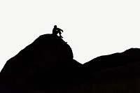 Sitting man & rock silhouette, border background   psd