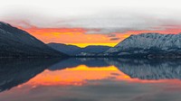 Panoramic sunset over mountain border background   psd