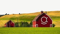 Rural barn landscape, border background   psd