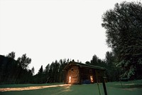 Forest cabin border background   psd