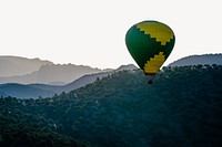Forest landscape & flying balloon border background   image