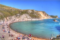 Seashore, coastline, ocean bay landscape.