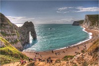 Seashore, coastline, ocean bay landscape.