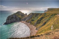 Seashore, coastline, ocean bay landscape.