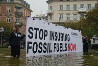 Action at Baden-Baden Reinsurance ConferenceOn October 18, activists dressed up as CEO’s from Swiss Re, Lloyd’s and Munich Re in the fountain outside the Baden-Baden Reinsurance Conference centre. Campaigners called on attendees of the conference to rule out coal from all reinsurance, including treaty reinsurance, to stop insuring all new oil and gas projects and to phase out existing oil and gas insurance in line with the 1.5C Paris Agreement goal.