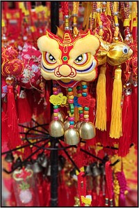CNY decorations, traditional lion face.