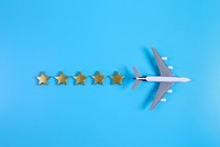 Miniature airplane, rating stars advertising.