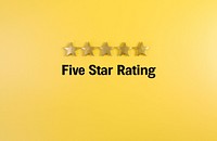 Five golden stars rating, review.