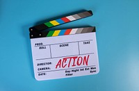 Movie clapper, filmmaking production advertising.
