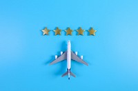 Miniature advertising, airline rating review.