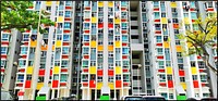 Colorful Singaporeans public housing flats.