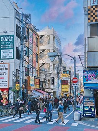 Pedestrians, shopping street, Tokyo, Japan.