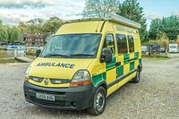 Yellow emergency ambulance. 