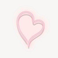 Pink neon heart collage element psd