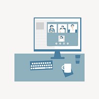 Online meeting screen collage element  vector