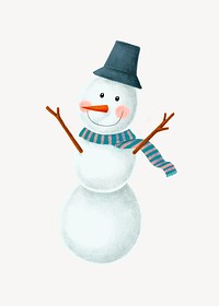 Cute snowman, Christmas celebration collage element psd