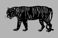 Black tiger illustration collage element, animal design vector