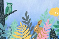 Wildlife forest blue background, animal illustration