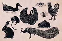 Wild animals illustration clipart set psd