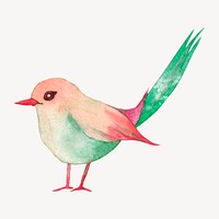 Colorful bird watercolor clipart, animal psd