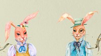 Easter bunny characters desktop wallpaper illustration