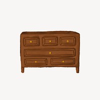 Wooden cupboard, home furniture collage element vector