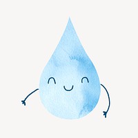 Save water, cute watercolor clipart psd