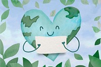 Environmentally friendly doodle background, cute watercolor design