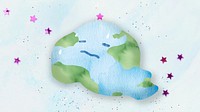 Melting earth desktop wallpaper, watercolor doodle 