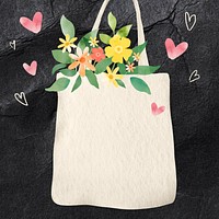 Flowers & tote bag, watercolor illustration