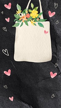 Watercolor mobile wallpaper, colorful flowers in bag illustration