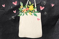 Eco-friendly background, colorful hearts & flowers watercolor illustration