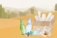 Waste recycling watercolor background