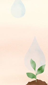 Plant a tree mobile wallpaper, aesthetic watercolor illustration