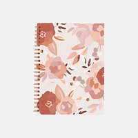 Pink floral notebook collage element vector