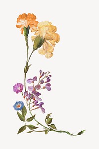 Vintage flowers illustration, painting by Pierre Joseph Redout&eacute; psd. Remixed by rawpixel.