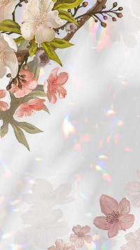 Japanese sakura aesthetic iPhone wallpaper, traditional flower border background