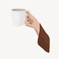 Hand holding coffee vector illustration collage element 