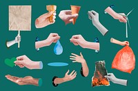 Environment hands  collage element set psd