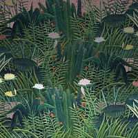 Henri Rousseau's nature background, botanical illustration, remixed by rawpixel