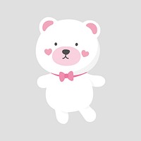 White teddy bear  collage element vector