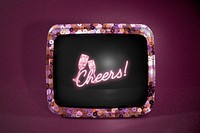 Sequin retro TV screen mockup psd for Valentine’s ads