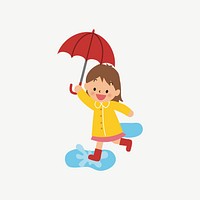 Girl with umbrella clipart illustration psd. Free public domain CC0 image.