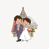 Groom and bride illustration. Free public domain CC0 image.